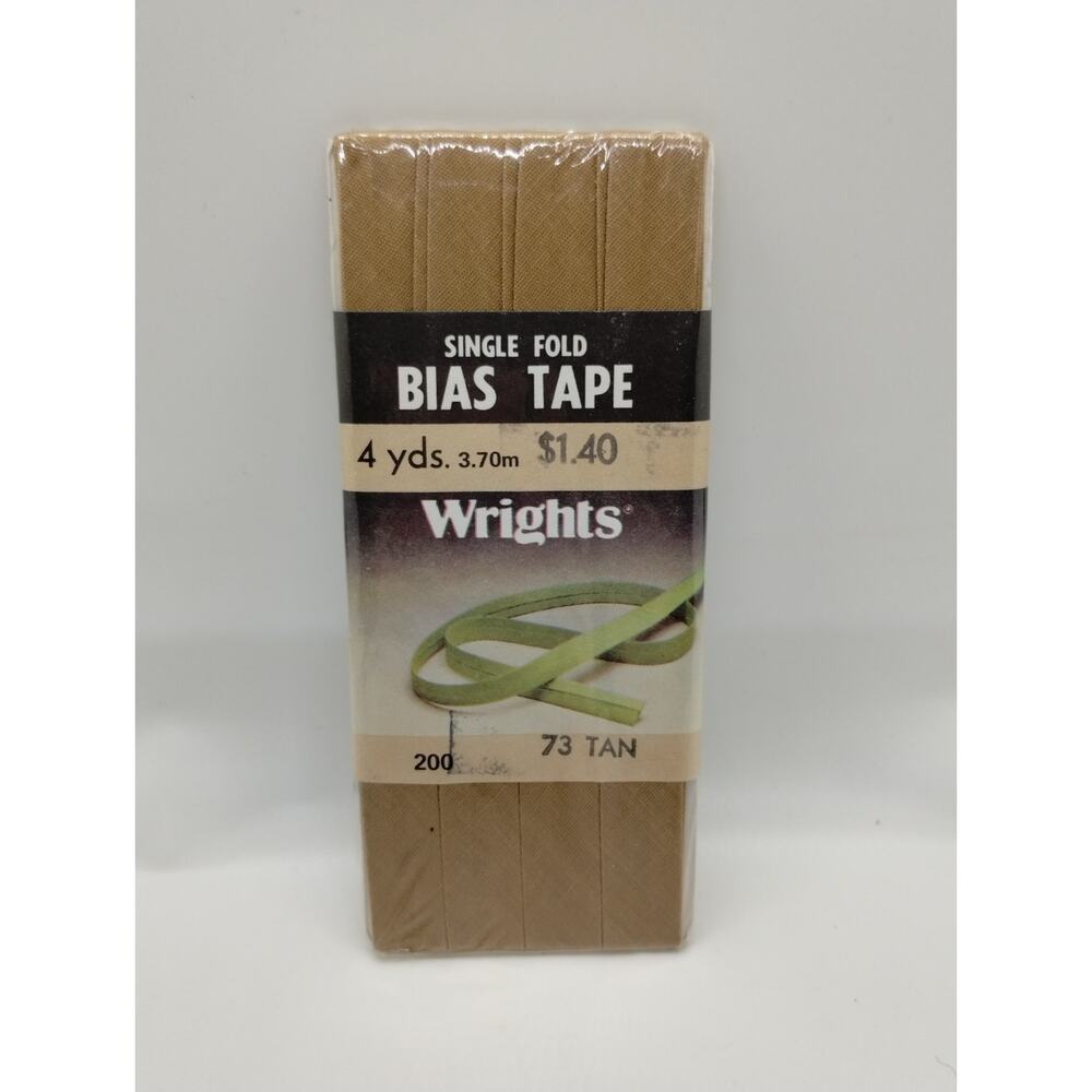 Wrights Single Fold Bias Tape 4 yds 200 - Tan 73 - Vintage Sewing 1986